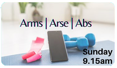 Photo of phone and weights for Arms Arse and Abs class